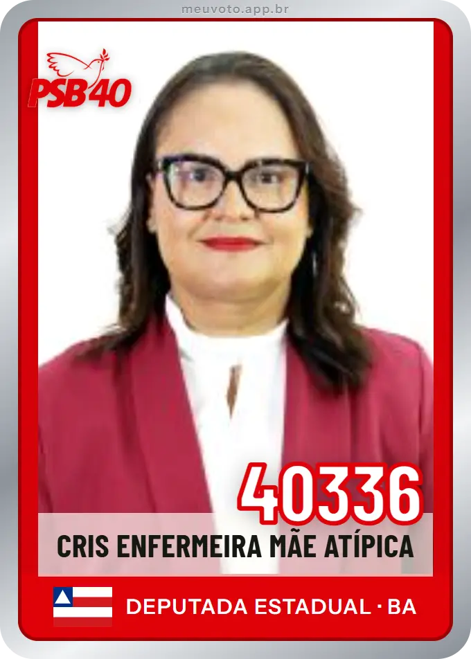 Carta de Cris Enfermeira Mãe Atípica, número 40336, PSB