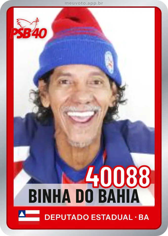 Carta de Binha do Bahia, número 40088, PSB