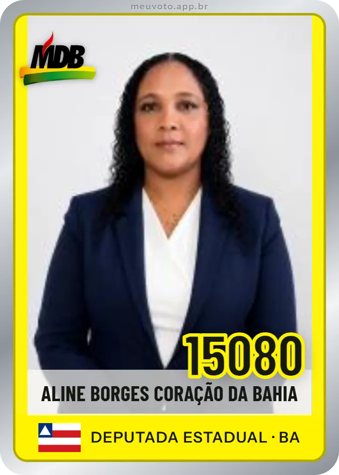 Carta de Aline Borges Coração da Bahia, número 15080, MDB