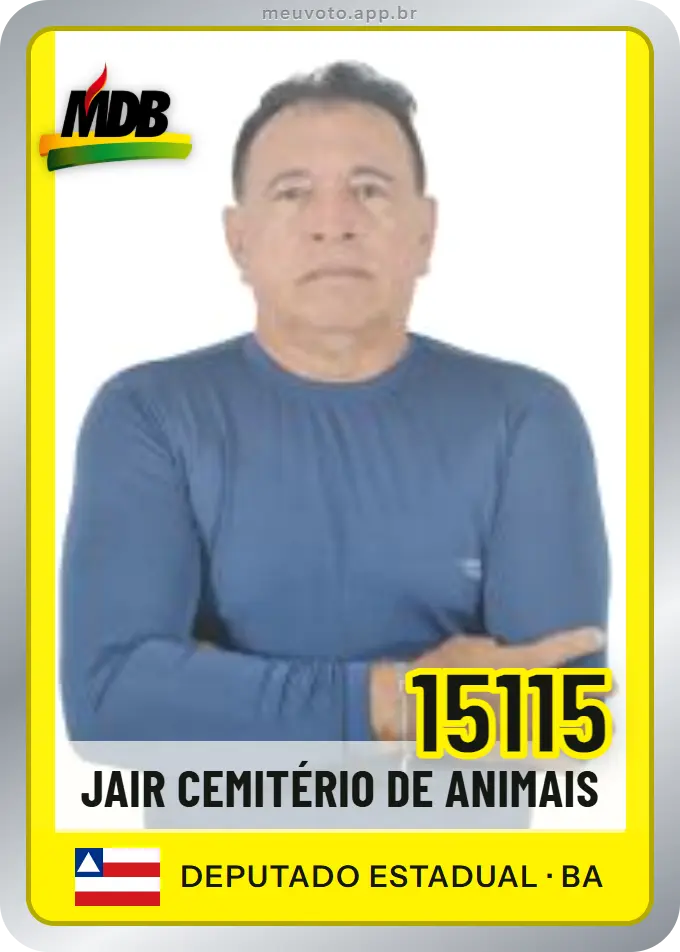 Carta de Jair Cemitério de Animais, número 15115, MDB