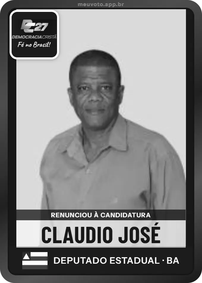 Carta de Claudio José, DC. Renunciou à candidatura e não vai à urna.