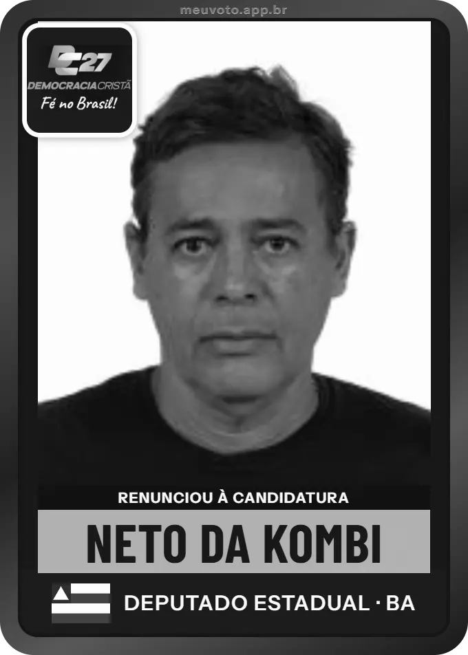 Carta de Neto da Kombi, DC. Renunciou à candidatura e não vai à urna.