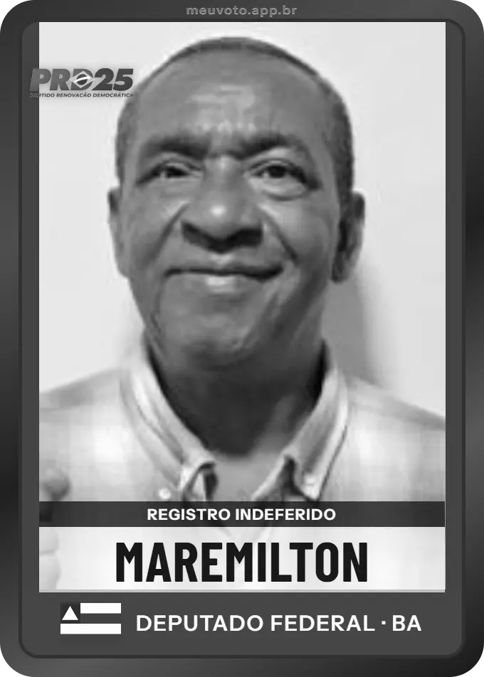 Carta de Maremilton, PRD. Teve o registro indeferido pelo TSE e não vai à urna.