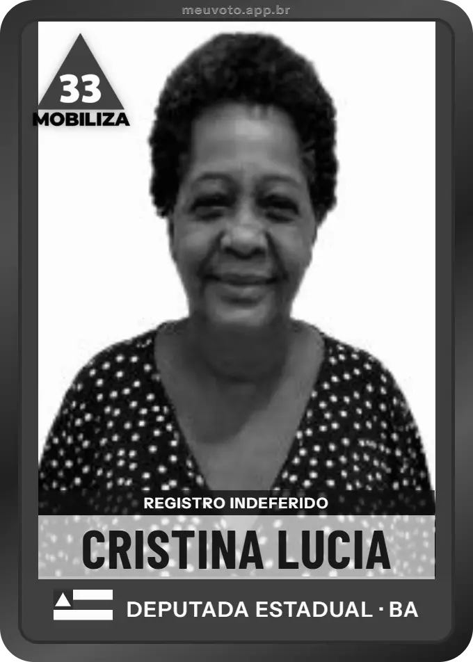 Carta de Cristina Lucia, Mobiliza. Teve o registro indeferido pelo TSE e não vai à urna.