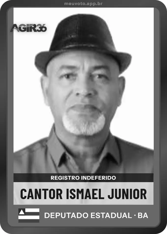Carta de Cantor Ismael Junior, Agir. Teve o registro indeferido pelo TSE e não vai à urna.