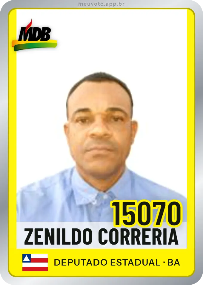 Carta de Zenildo Correria, número 15070, MDB