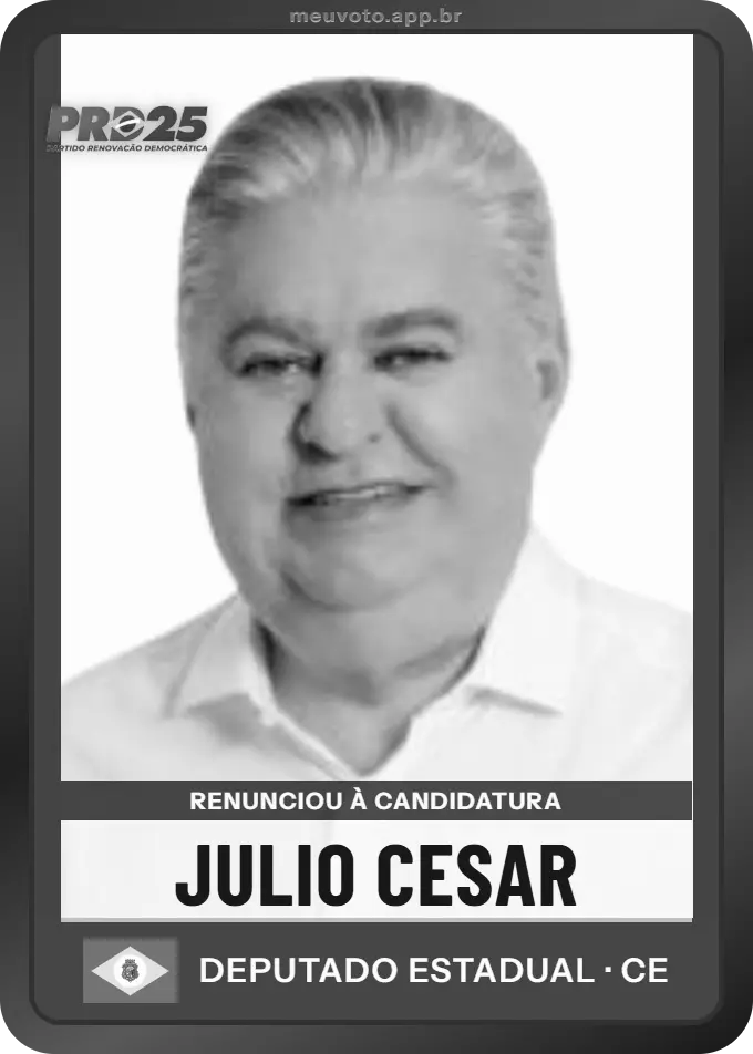 Carta de Julio Cesar, PRD. Renunciou à candidatura e não vai à urna.