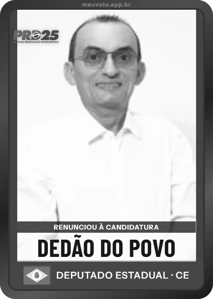 Carta de Dedão do Povo, PRD. Renunciou à candidatura e não vai à urna.
