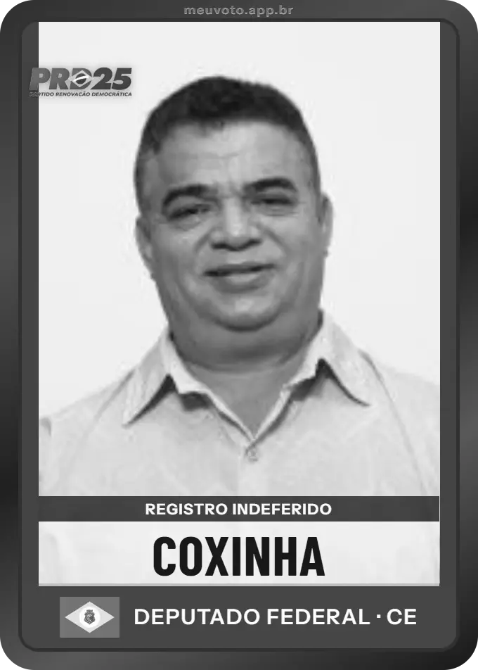 Carta de Coxinha, PRD. Teve o registro indeferido pelo TSE e não vai à urna.