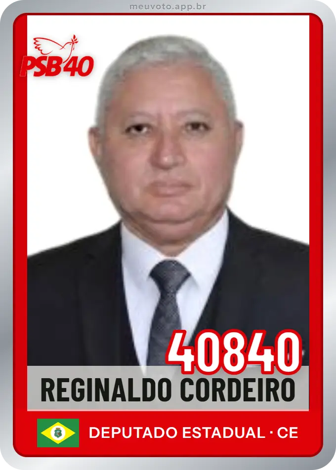 Carta de Reginaldo Cordeiro, número 40840, PSB