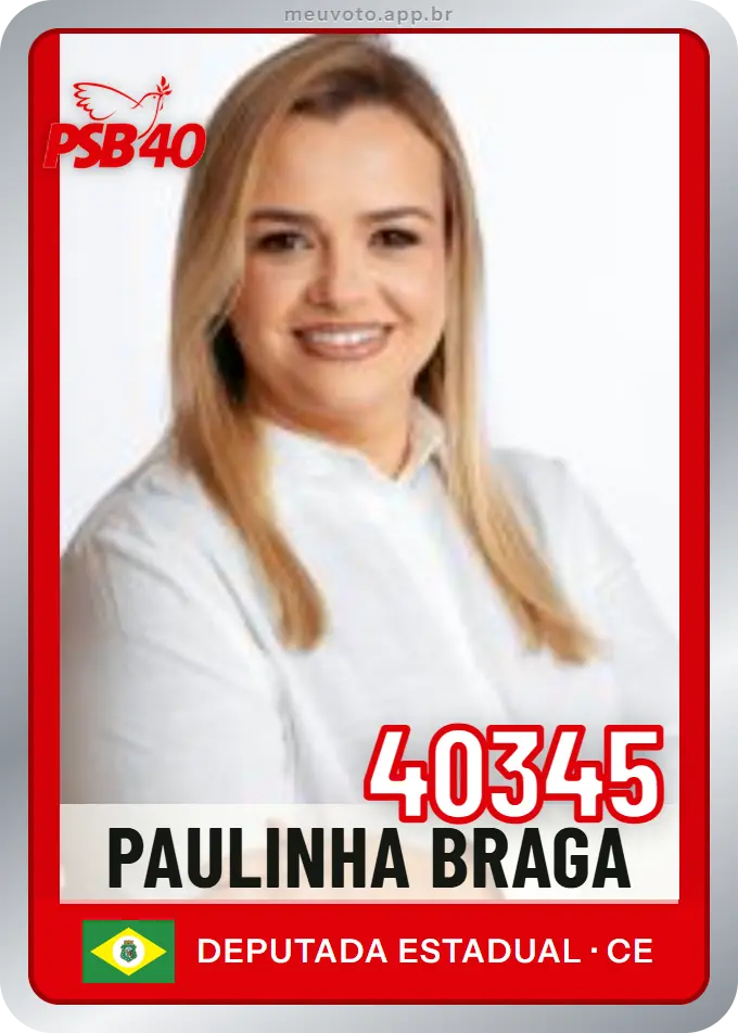 Carta de Paulinha Braga, número 40345, PSB