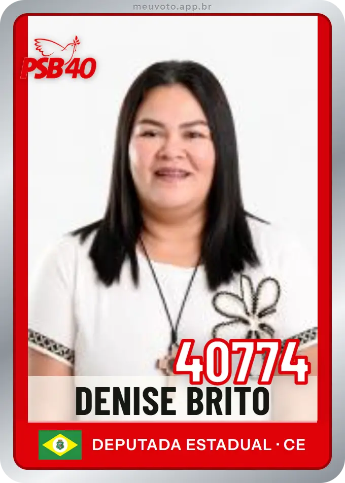 Carta de Denise Brito, número 40774, PSB