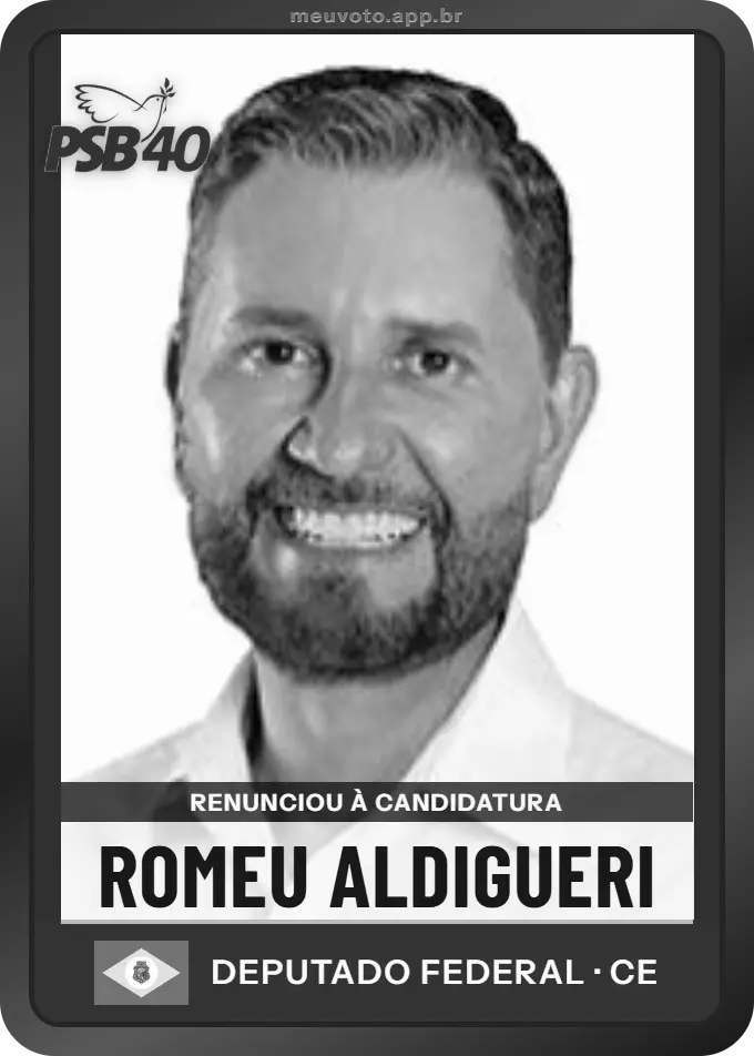 Carta de Romeu Aldigueri, PSB. Renunciou à candidatura e não vai à urna.