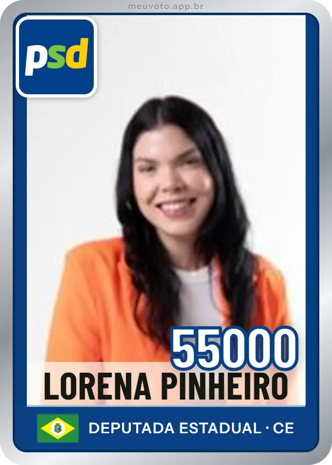 Carta de Lorena Pinheiro, número 55000, PSD