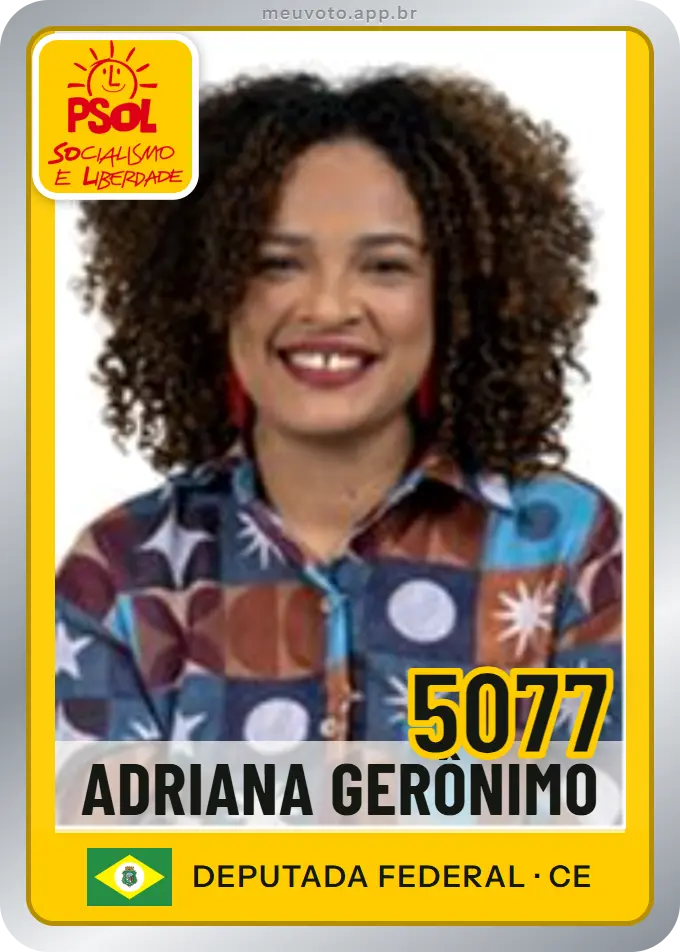 Carta de Adriana Gerônimo, número 5077, PSOL