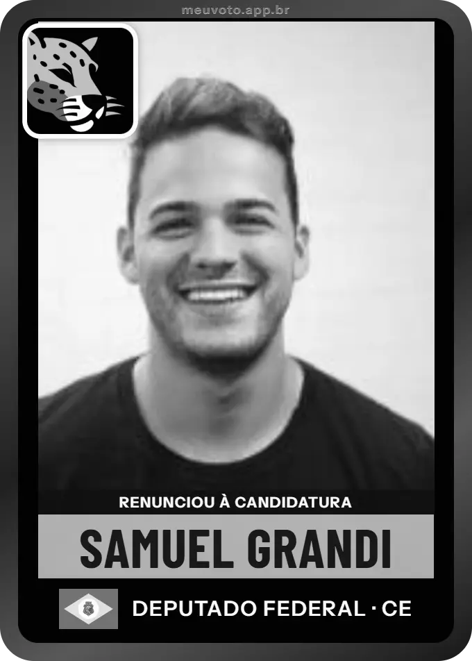 Carta de Samuel Grandi, Missão. Renunciou à candidatura e não vai à urna.