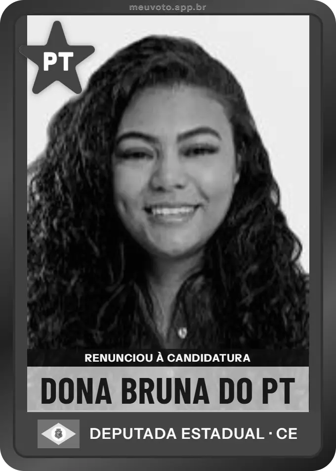 Carta de Dona Bruna do Pt, PT. Renunciou à candidatura e não vai à urna.