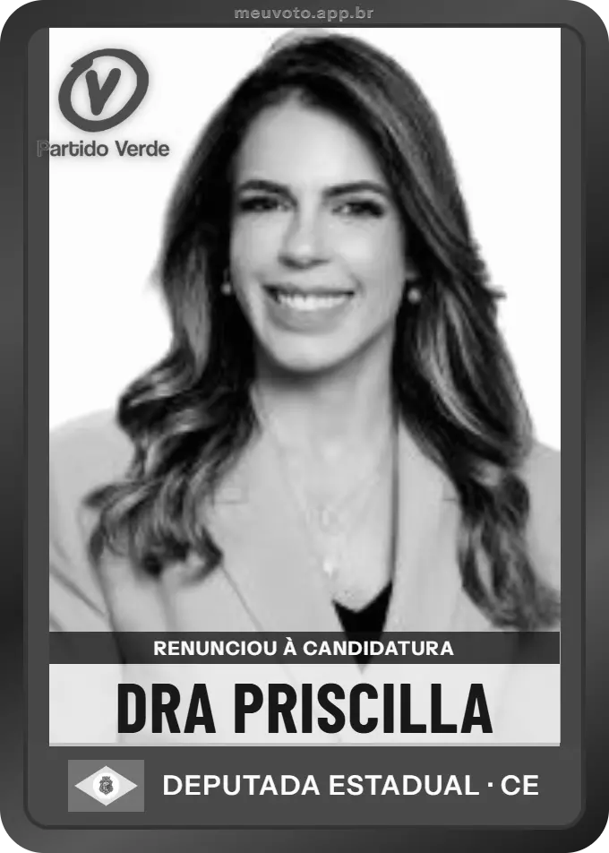 Carta de Dra Priscilla, PV. Renunciou à candidatura e não vai à urna.