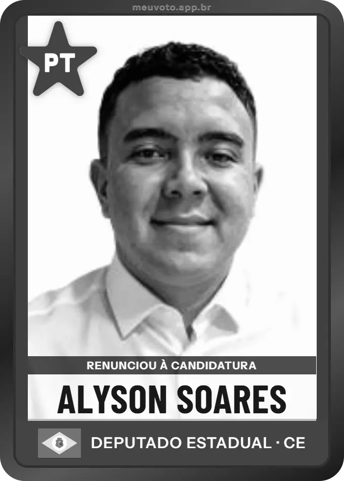 Carta de Alyson Soares, PT. Renunciou à candidatura e não vai à urna.