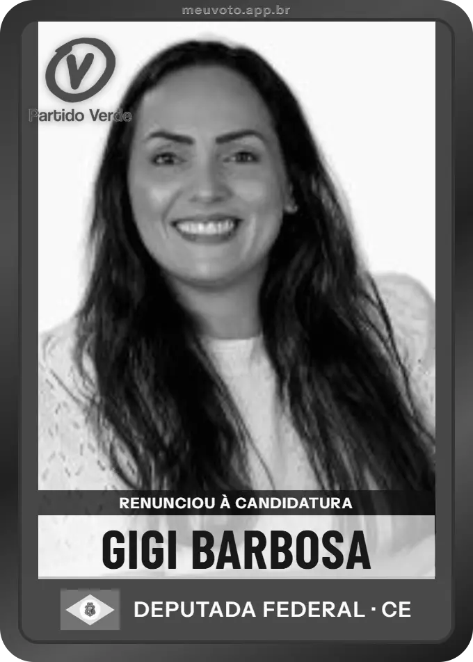 Carta de Gigi Barbosa, PV. Renunciou à candidatura e não vai à urna.