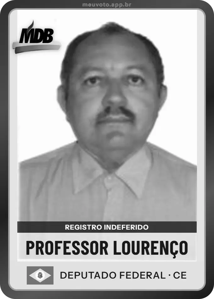Carta de Professor Lourenço, MDB. Teve o registro indeferido pelo TSE e não vai à urna.