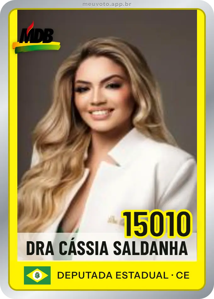 Carta de Dra Cássia Saldanha, número 15010, MDB