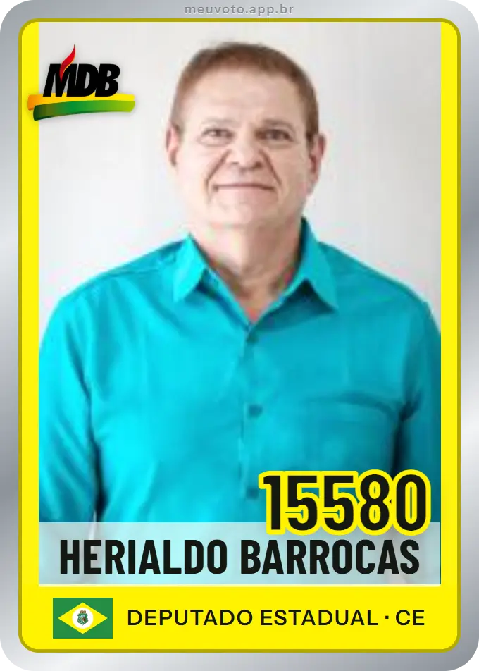 Carta de Herialdo Barrocas, número 15580, MDB