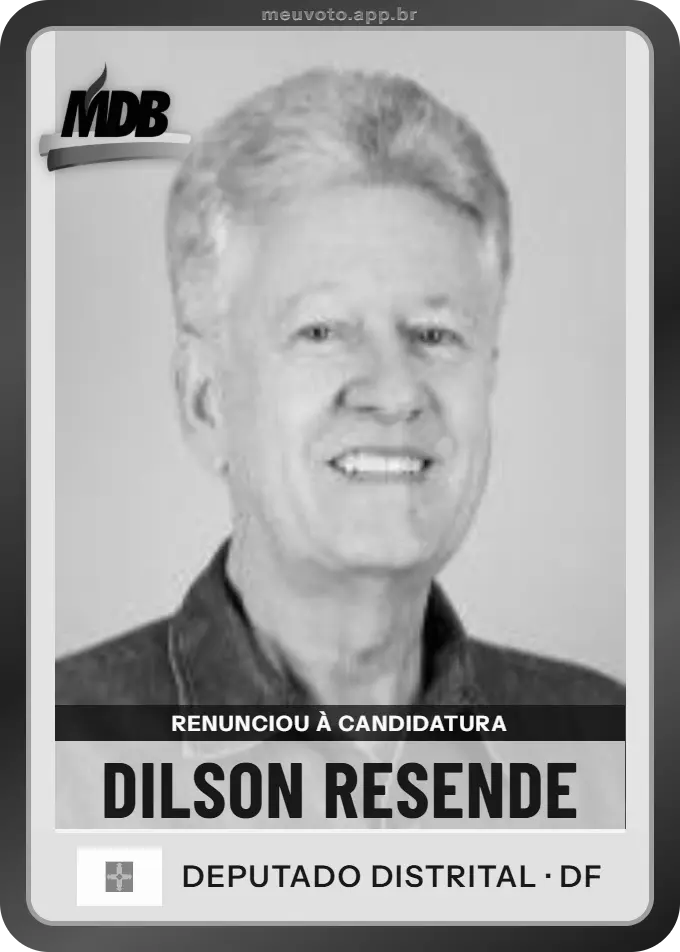 Carta de Dilson Resende, MDB. Renunciou à candidatura e não vai à urna.