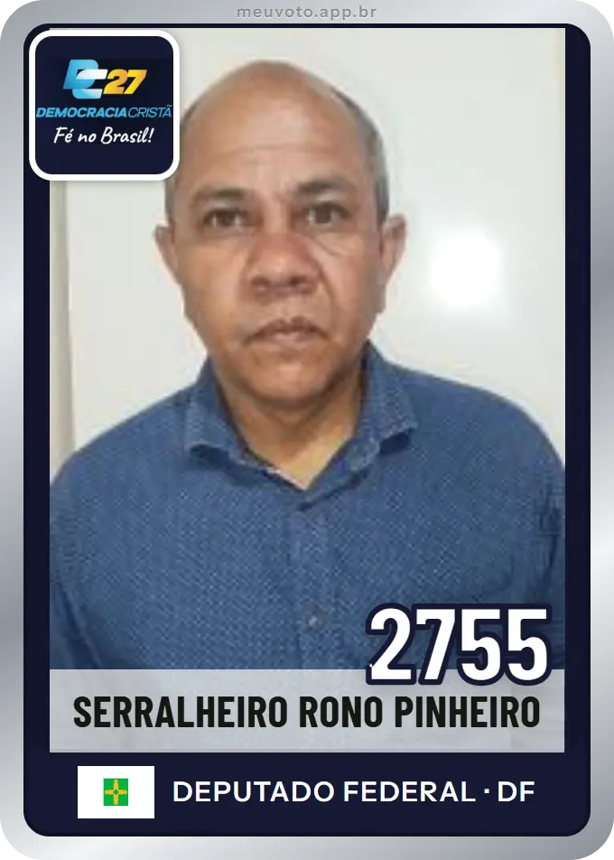 Carta de Serralheiro Rono Pinheiro, número 2755, DC