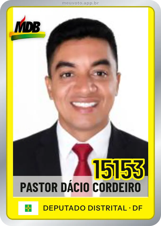 Carta de Pastor Dácio Cordeiro, número 15153, MDB