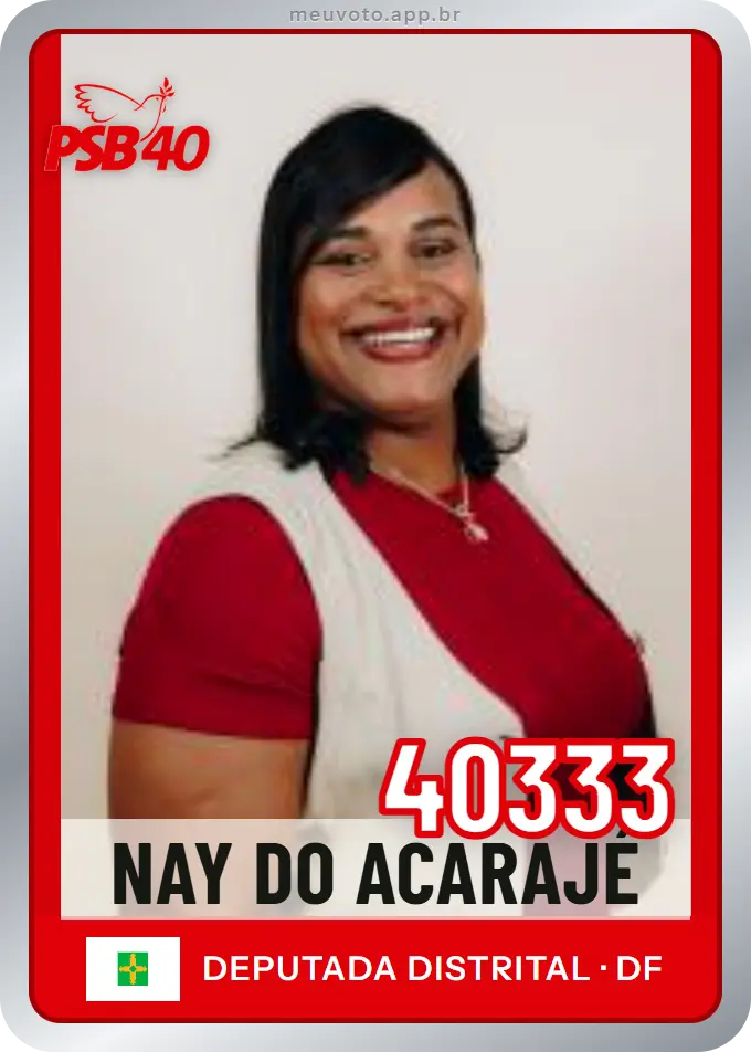 Carta de Nay do Acarajé, número 40333, PSB