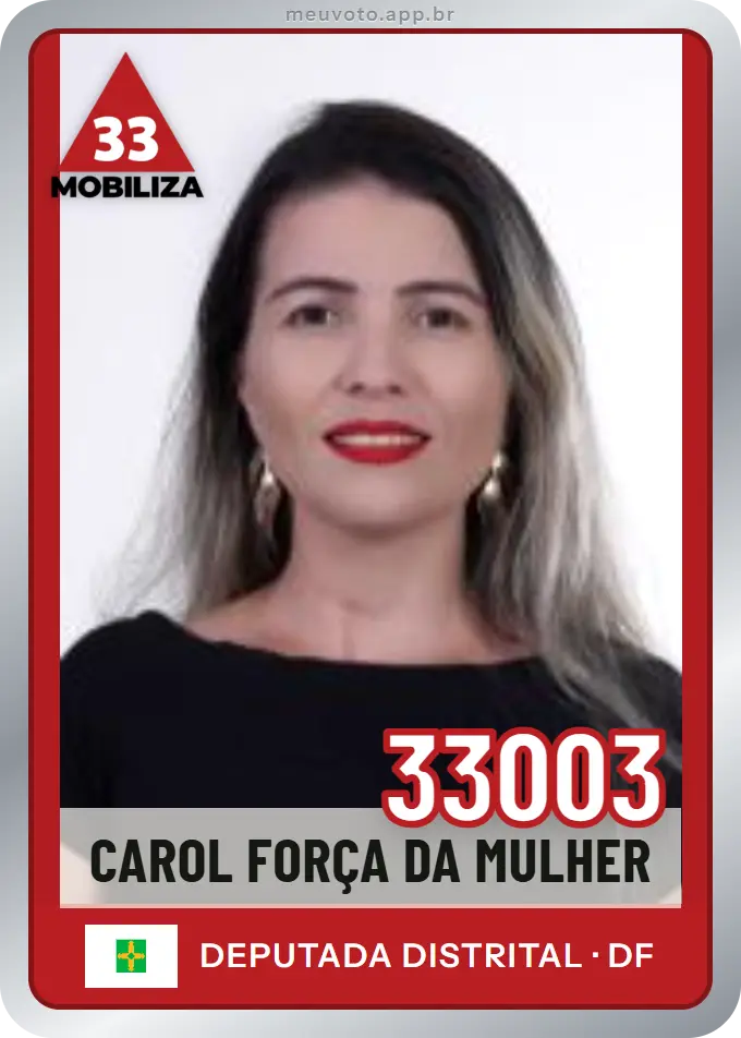 Carta de Carol Força da Mulher, número 33003, Mobiliza