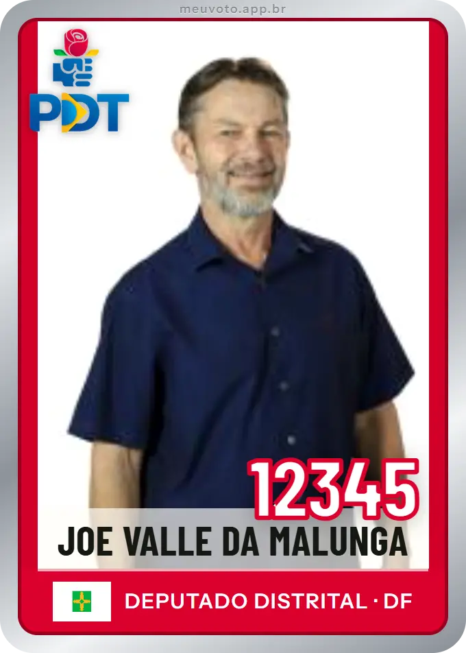 Carta de Joe Valle da Malunga, número 12345, PDT