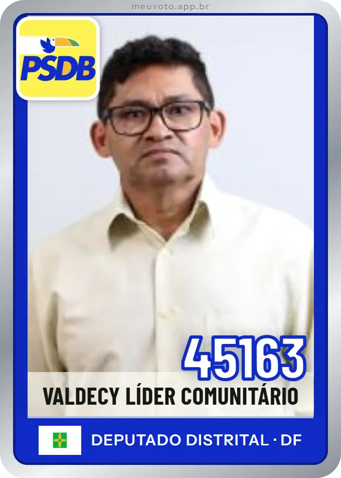 Carta de Valdecy Líder Comunitário, número 45163, PSDB