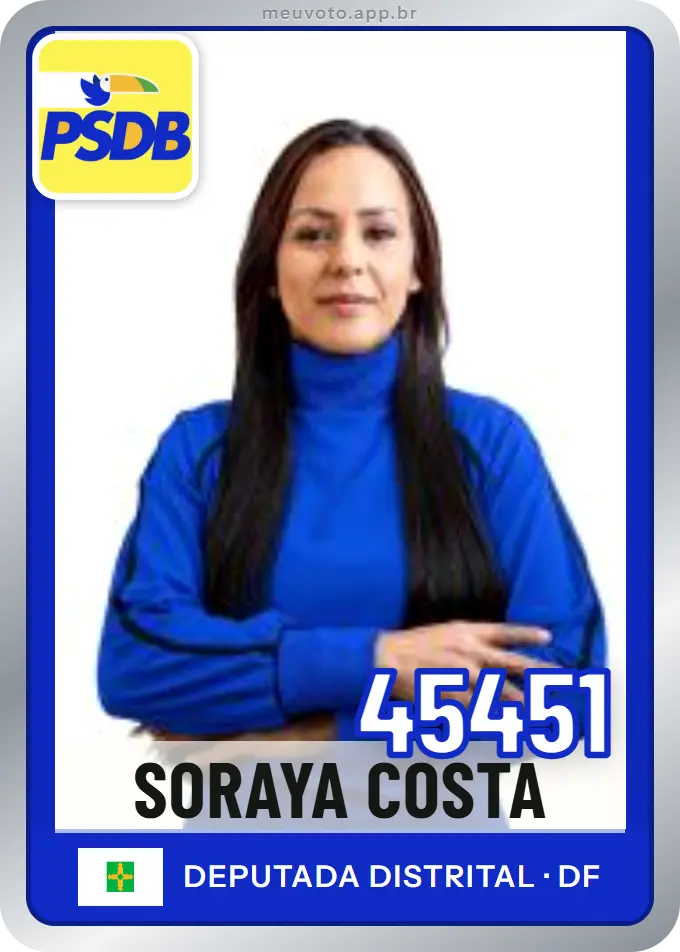 Carta de Soraya Costa, número 45451, PSDB