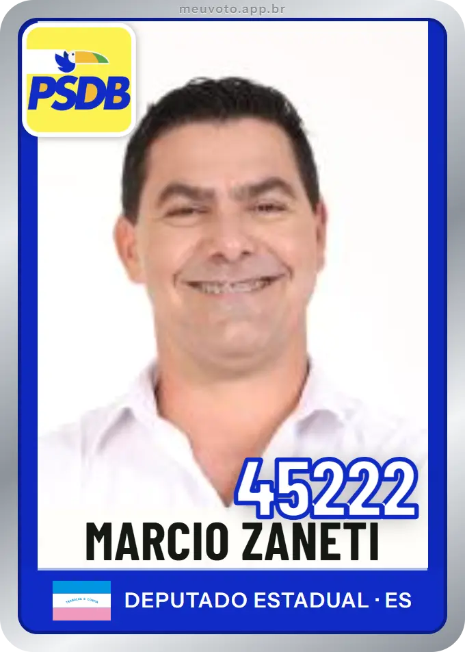 Carta de Marcio Zaneti, número 45222, PSDB