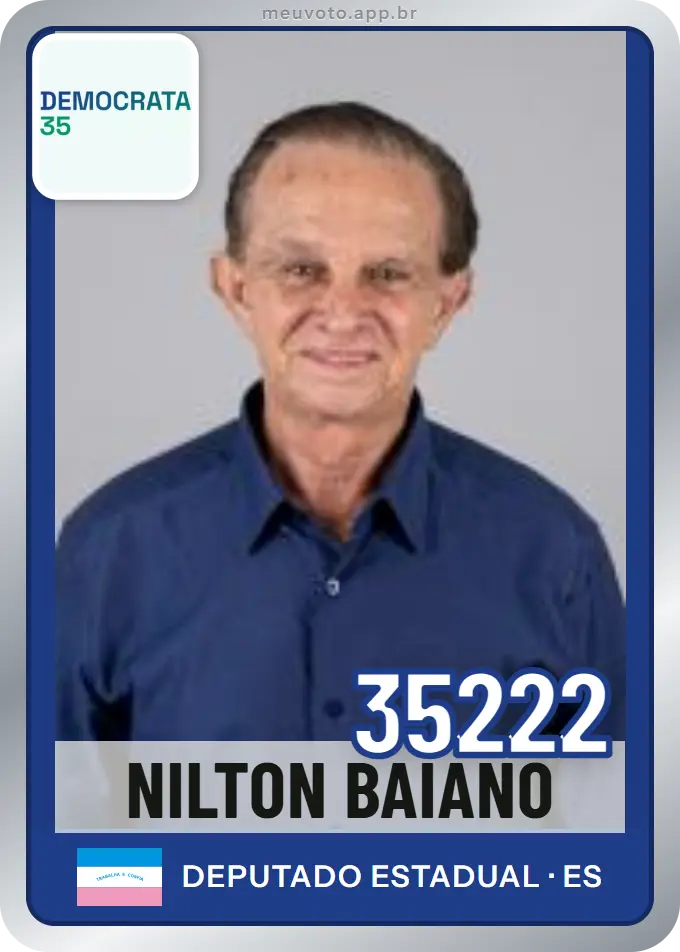 Carta de Nilton Baiano, número 35222, Democrata