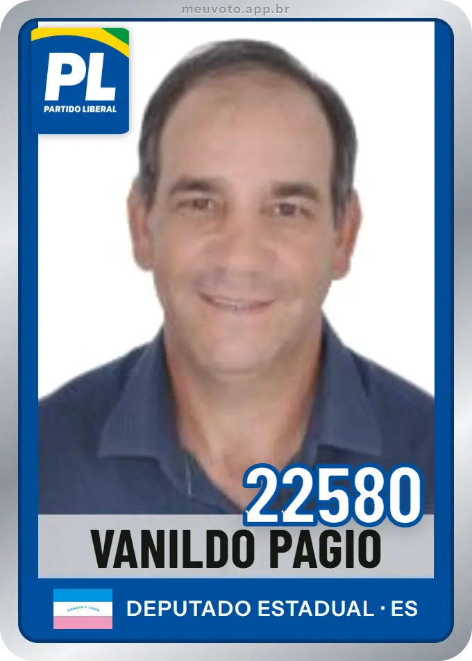Carta de Vanildo Pagio, número 22580, PL