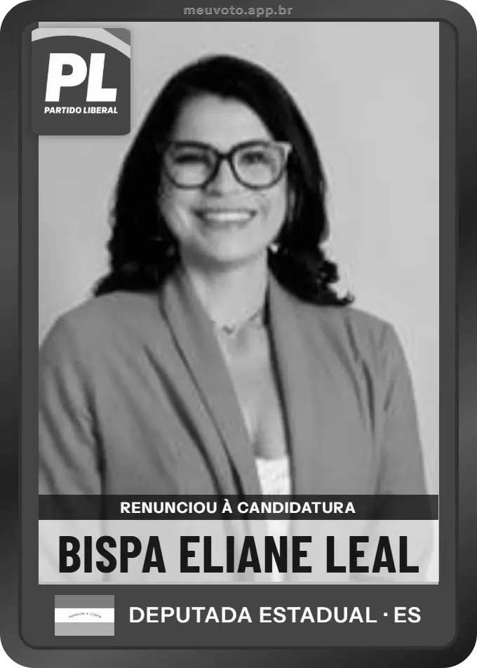 Carta de Bispa Eliane Leal, PL. Renunciou à candidatura e não vai à urna.