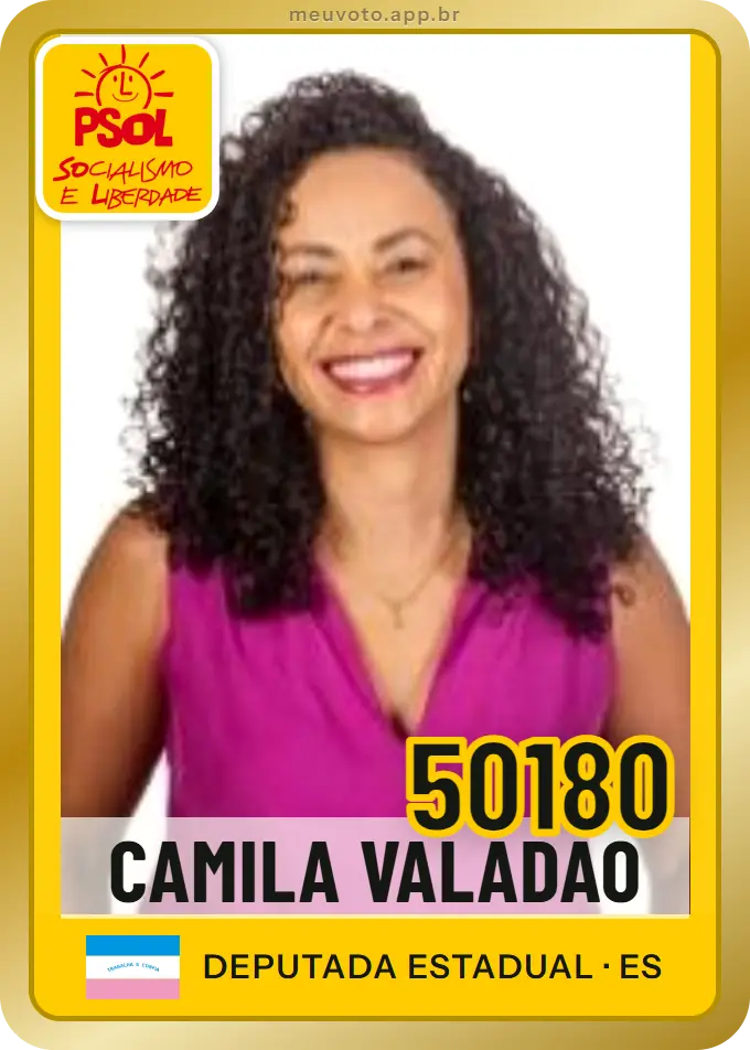 Carta de Camila Valadão, número 50180, PSOL