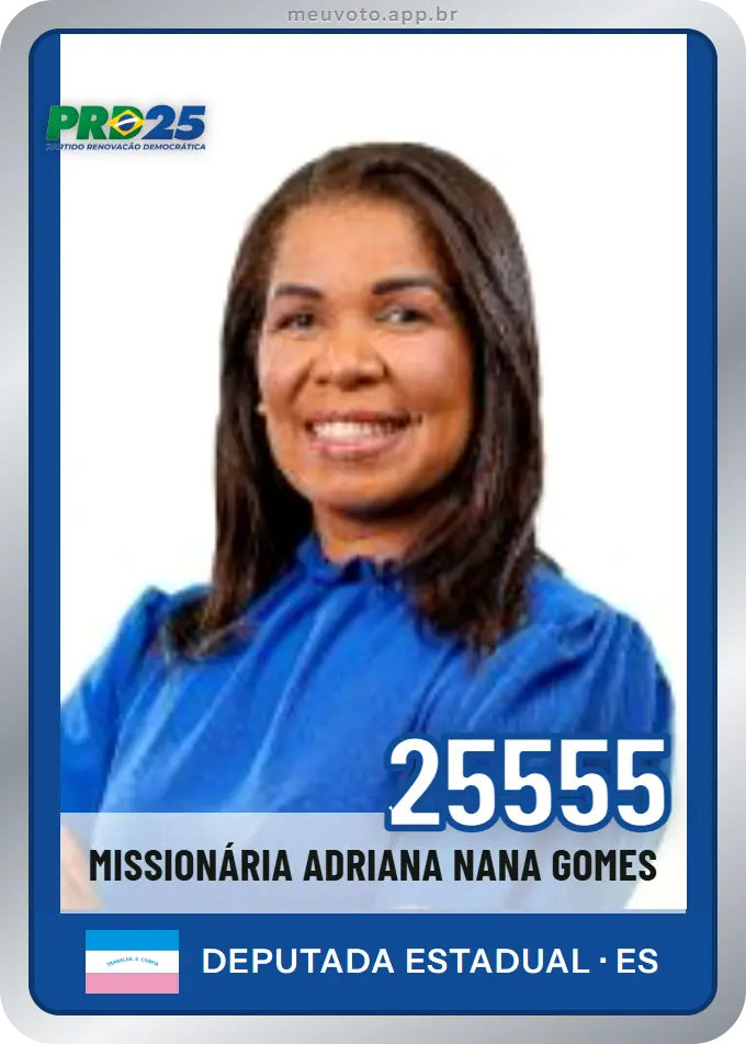 Carta de Missionária Adriana Nana Gomes, número 25555, PRD