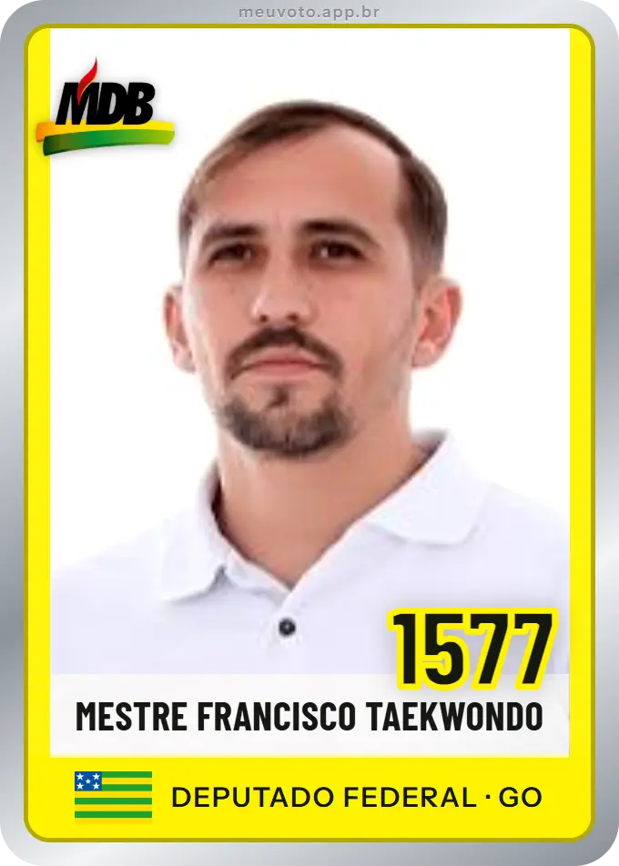 Carta de Mestre Francisco Taekwondo, número 1577, MDB
