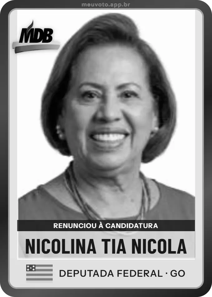 Carta de Nicolina Tia Nicola, MDB. Renunciou à candidatura e não vai à urna.