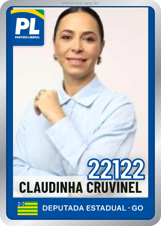 Carta de Claudinha Cruvinel, número 22122, PL