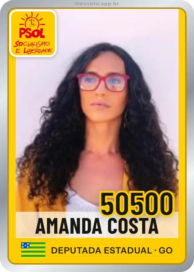 Carta de Amanda Costa, número 50500, PSOL