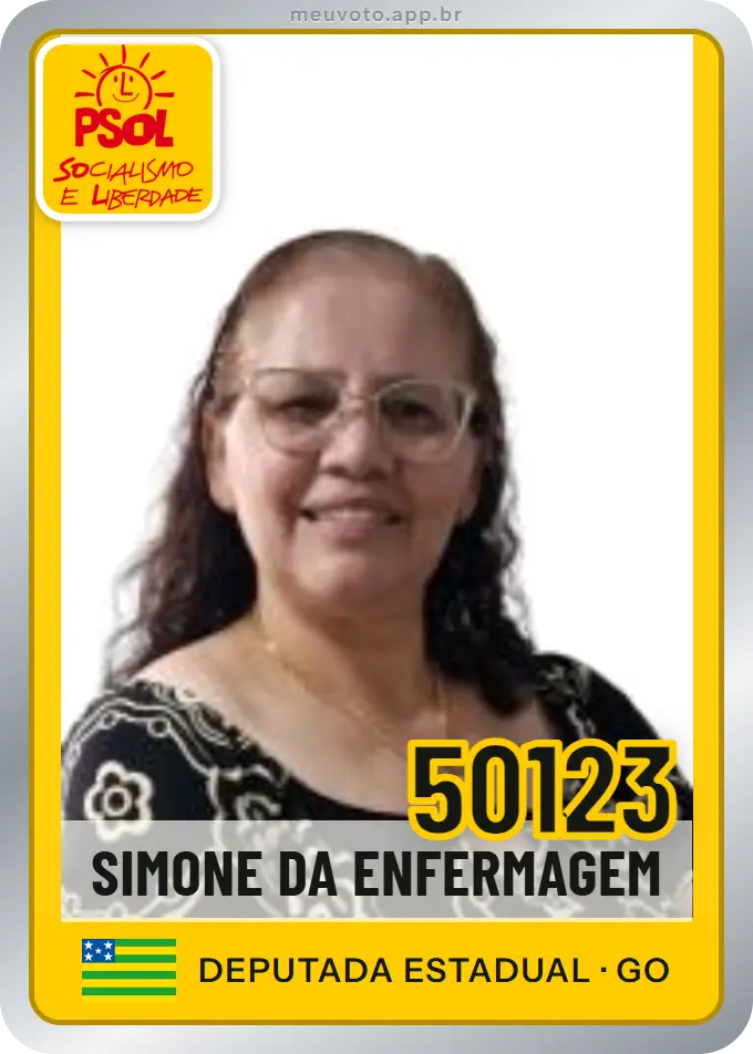 Carta de Simone da Enfermagem, número 50123, PSOL