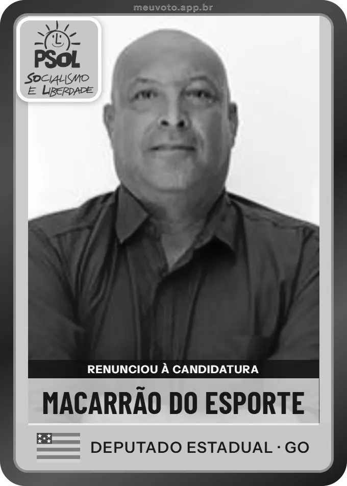 Carta de Macarrão do Esporte, PSOL. Renunciou à candidatura e não vai à urna.