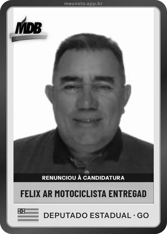 Carta de Felix Ar Motociclista Entregad, MDB. Renunciou à candidatura e não vai à urna.