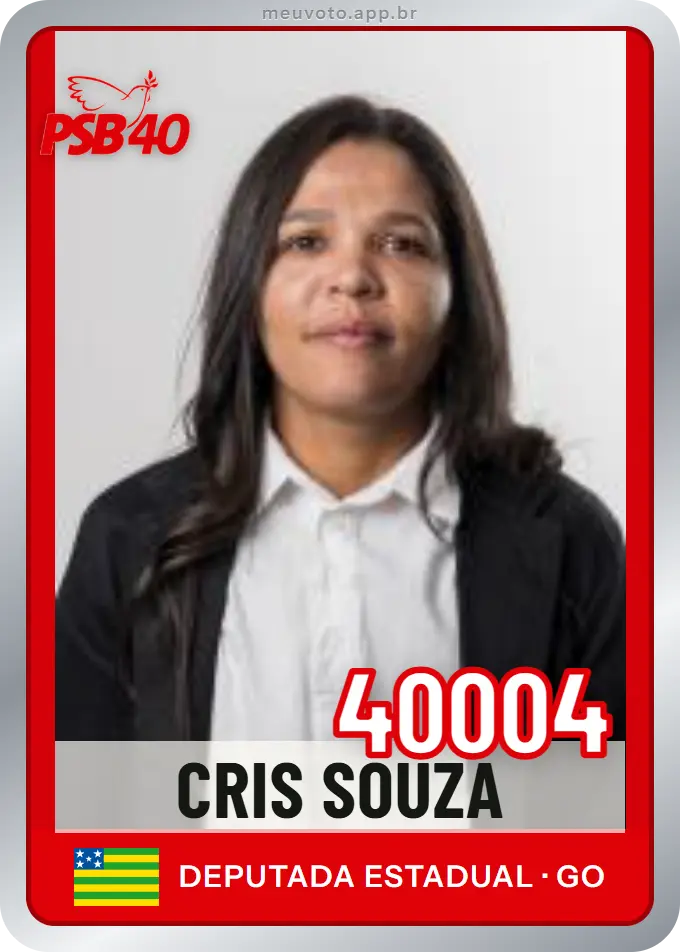 Carta de Cris Souza, número 40004, PSB