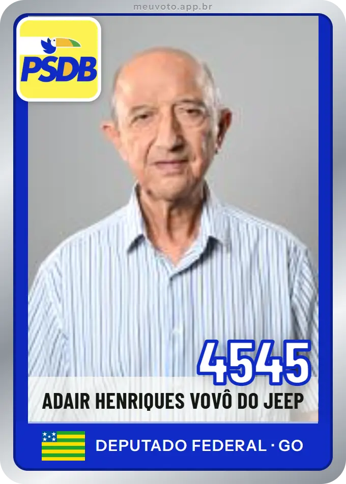 Carta de Adair Henriques Vovô do Jeep, número 4545, PSDB